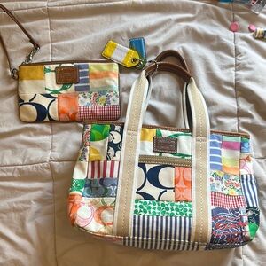 Coach Multicolor Patchwork Tote Bag with wallet